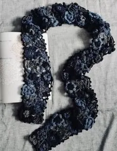 手編み 花モチーフ マフラー ショール モヘヤ風 2025年最新】お花の