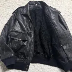 ユーロヴィンテージ A-2 G-1 レザーフライトジャケット ボア L 黒 本革