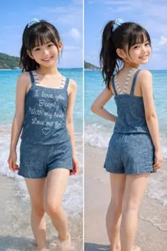 ★☆★デニム風女の子用ワンピース水着★☆★