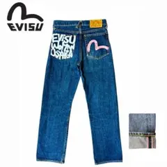 00s EVISU ジーンズ デニム 27インチ ピンクカモメ 赤耳 セルビッチのサムネイル