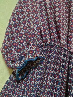 アズノゥアズ★as know as花柄 七分袖ロング丈ワンピ★レトロ