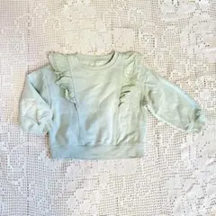 レースフリル付きミントグリーン トレーナー 100cm