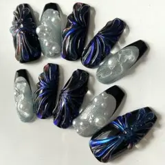 ネイルチップ シズニルック 韓国 y2k ギャル クロスネイル フレンチ