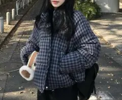 韓国 チェックダウン ウェルロン 値下げ可 - メルカリ