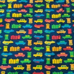 車両イラストの綿プリント生地ラメ入り　男の子柄　ハンドメイド材料