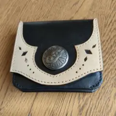 ｉｎｄｉａｎレザー コインケース 黒とベージュ