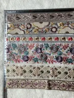 3-8②インド刺繍リボン⭐︎約25cm×6本 はぎれ　ハギレセット