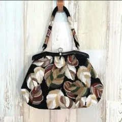 ビーズバッグ 黒 ハンドバッグ 着物バック 洋装 和装バッグ　総ビーズ　レトロ