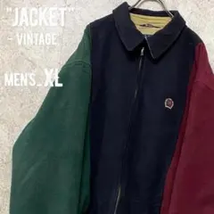 レア《トミーヒルフィガー》刺繍ウールジャケット/マルチカラー/メンズXL