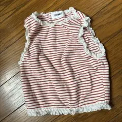 レース　ボーダー　レッド　ノースリーブ