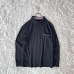 【美品】長袖ポロシャツ（ S）黒　MANFINITY ポリエステル　メッシュ