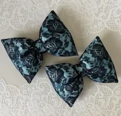 水色×黒大花レース♡盛り髪リボン　体育祭　ＪK イベント　即発送可　ヘアゴム