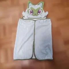 キャラクター フード付きタオル ライトグリーン