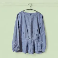 ディノス セシール■ストライプ ブラウス Lサイズ