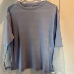 長袖カットソー ブルー　シアー袖