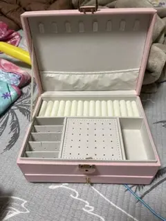 新品☆二重層PUレザージュエリーイヤリング、ネックレス、指輪用収納ボックス