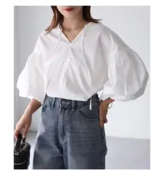 Riberry バルーンスリーブ前後2WAYブラウス リベリー　ホワイト