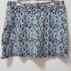 美品✨ 【M】フレアスカート　 黒と水色の花柄　お出かけ　デート　大人かわいい