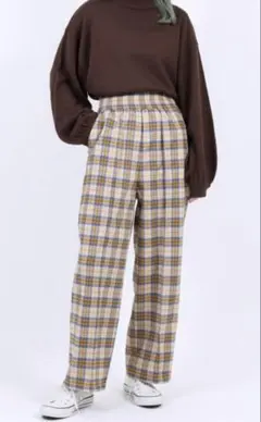 大きいサイズ　プニュズ PUNYUS チェック柄イージーパンツ