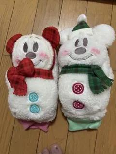 ミッキー ミニー 雪だるま ミトン 手袋 2点セット