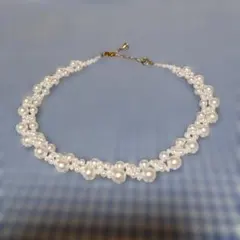 ホワイトパール ビーズネックレス