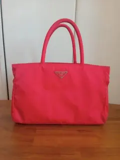 ローズモチーフ】PRADA プラダ ナイロン ハンドバック ピンク 薔薇