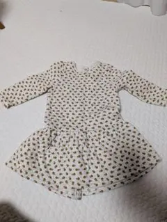 プチバトー　花柄ホワイトワンピース（ラメ入り）