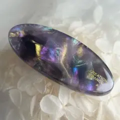 楕円形　オーバル　ニュアンスカラー　マーブル　上品　バレッタ　ヘアクリップ