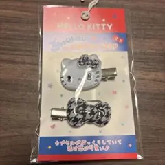 サンリオ ハローキティ ぷっくりったいヘアクリップ　千鳥格子　ブラック　黒
