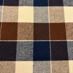 先染め生地（紺×ベージュ×茶のチェック柄ツイル)