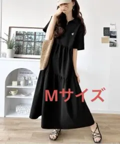 ティアード 胸刺繍サッカーハーフZIPワンピース Mのサムネイル