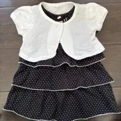 フォーマルドレス　ドット柄レイヤードワンピース