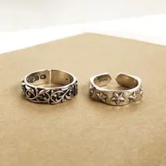 シルバー925 メキシカンジュエリー インディアン ヴィンテージリング2点セット