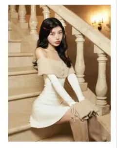 Darich オフショルシャギーニットミニワンピース