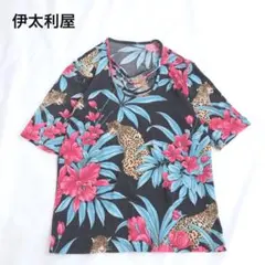 伊太利屋　カットソー　レオパード　ヒョウ　花柄　ラインストーン　ストレッチ　Mのサムネイル