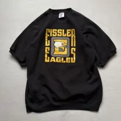 80s-90s Hanes イーグル 五分袖スウェット ラグラン 黒 スウェT
