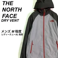 (春コーデ)ノースフェイス 薄手 マウンテンパーカー 刺繍ロゴ グレー M