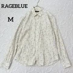 レイジブルー　総柄シャツ　長袖　花柄　コットン100% M 春夏　薄手のサムネイル