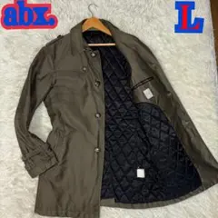 ✨美品✨abx ステンカラーコート銀ボタン Lサイズ オリーブ