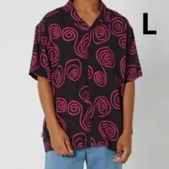 【L】STUSSY ステューシー シャツ 半袖 シャツ 黒 ピンク 新品