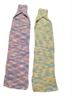 【手編み】パステルカラー のカラフル春色ニットスヌード✨️2点セット