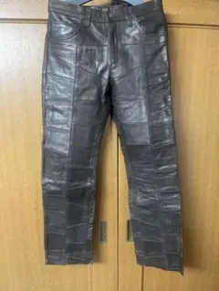 美品 Lee RIDERS リーライダース パッチワークレザーパンツ 革パンツのサムネイル