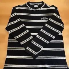 Callaway ゴルフ 長袖カットソー LL ブラック/ホワイトストライプ