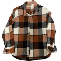 【ネルシャツ】オレンジチェック柄長袖