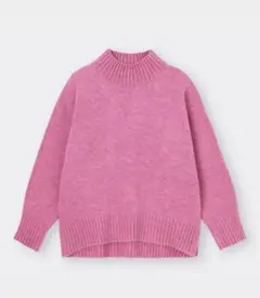 GU パフィータッチハイネックオーバーサイズチュニックピンク　S セーター