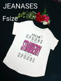 【美品】ジーナシス フリーサイズ Tシャツ オフホワイト 両面プリント