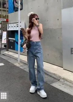 GRL ストレートハイウエストデニム