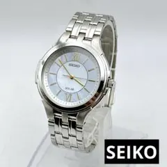 SEIKO セイコー ソーラー メンズ 腕時計 ブルー シェル シルバー 箱