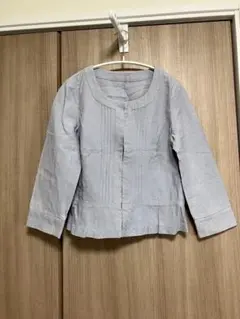 NATURAL BEAUTYノーカラージャケット M ライトブルー