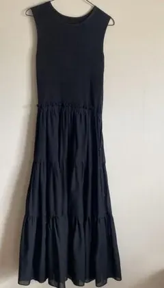 ミラオーウェン　ブラック ノースリーブ ロングドレス ティアード